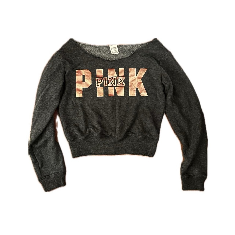Victoria’s Secret PINK off the shoulder cropped hoodie
